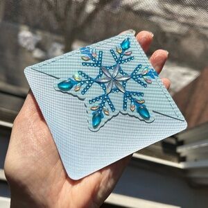 Diamond Art SNOWFLAKE 06 Corner Bookmark, Blue, White, Sparkly, Bling